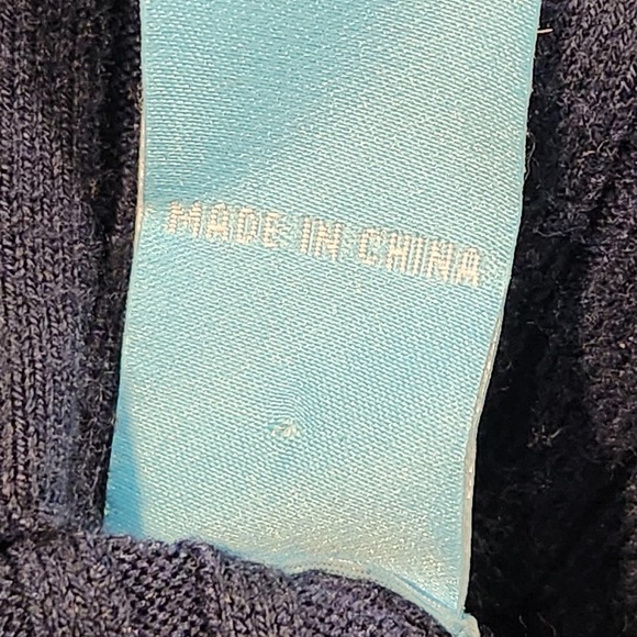 J.McLaughlin Sweater Womens Medium Navy Ribbed Knit Button Cuff Crewneck Stretch - Picture 7 of 8